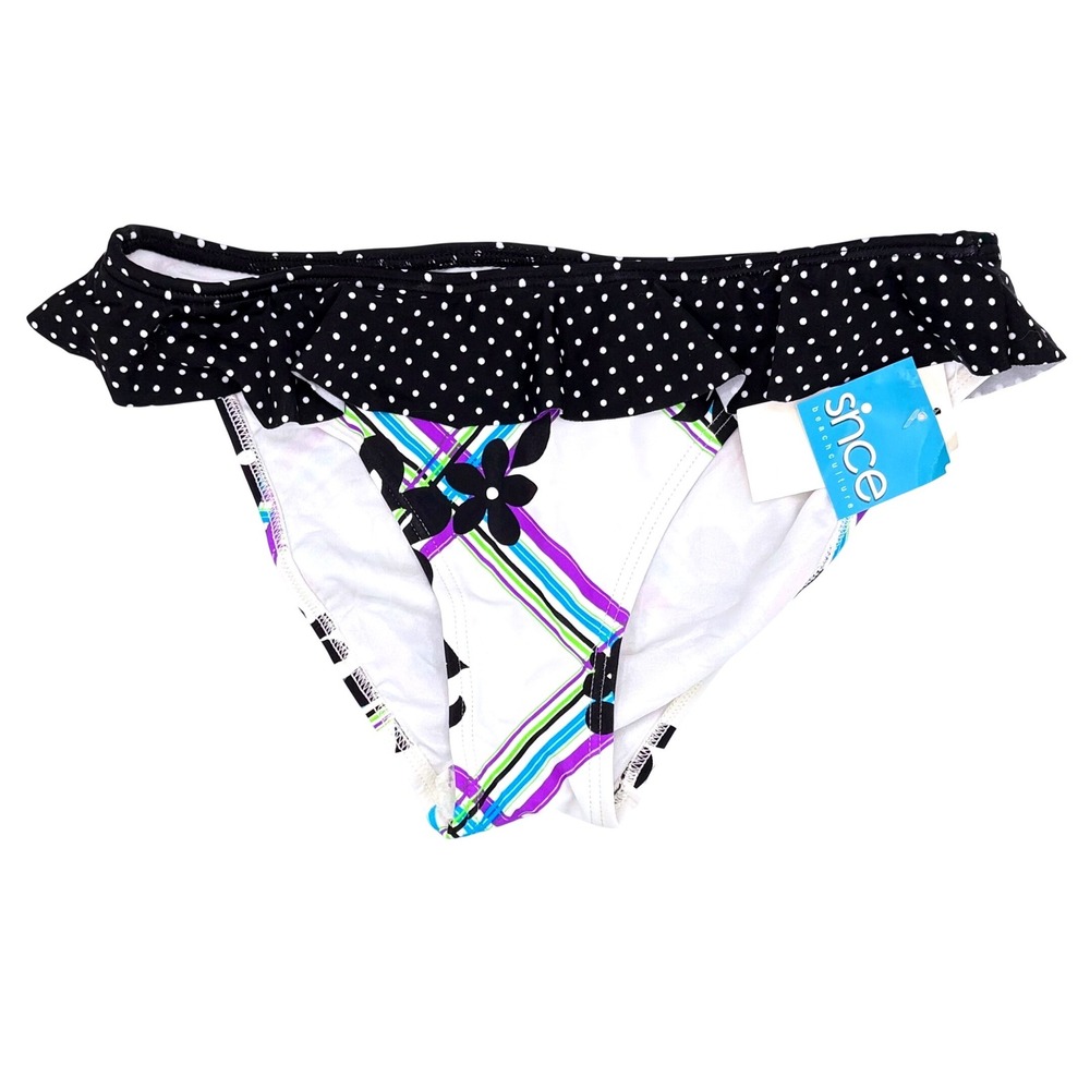 Snoce Beach Culture Bikini Bottom Medium NWT Ruffle Polka Dot Floral Swim Bottom